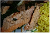 Recipe 1 is Rainbow Trout with Spinach and Mushroom Sauce